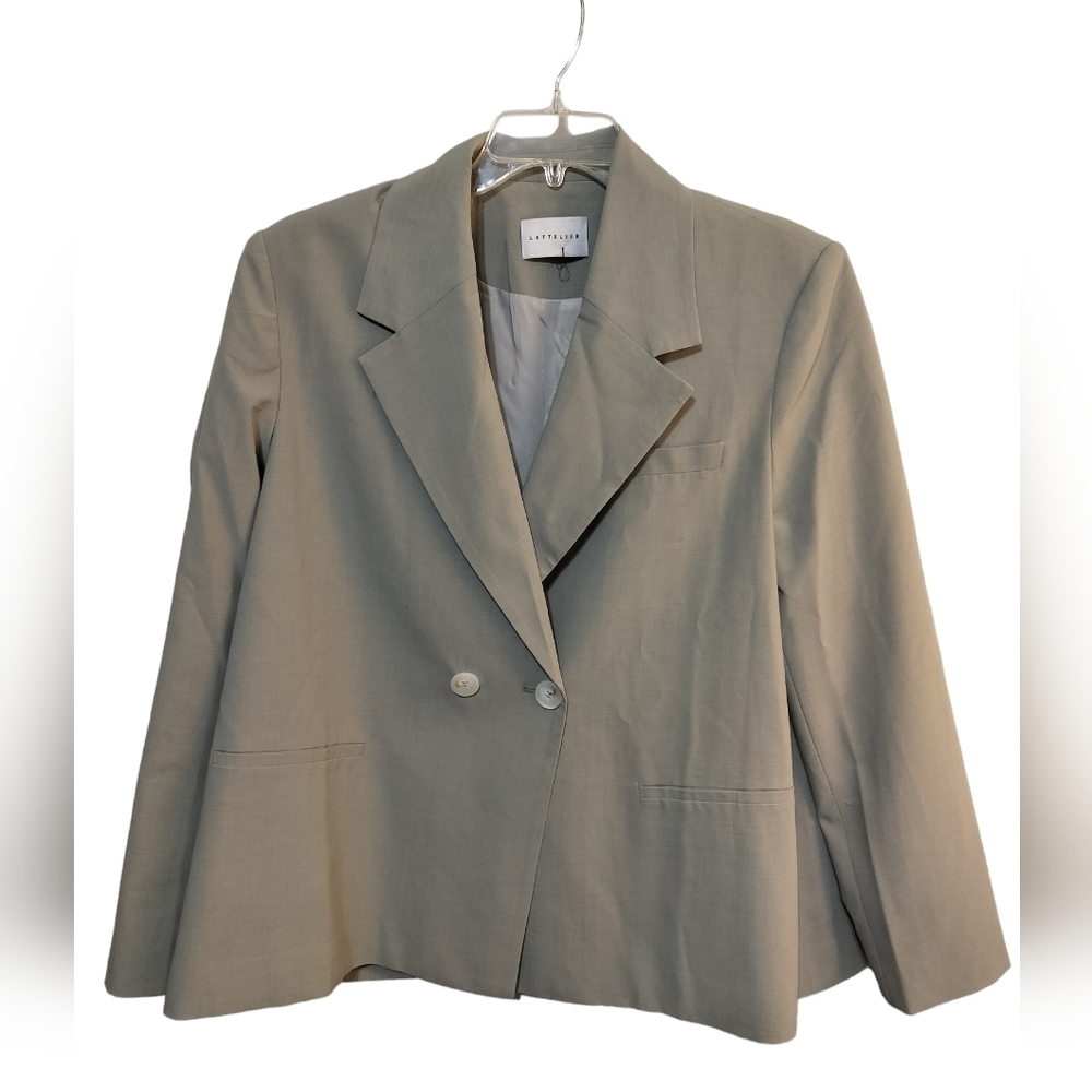 2001) Lattelier Pale Green Boxy Two Button Blazer Size XL. Like New - Picture 2 of 16